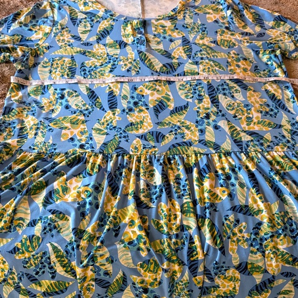 LOGO by Lori Goldstein Blue Green Floral Midi Dress Size M – Boho Travel Stretch - Picture 3 of 6
